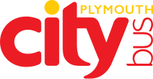 Previous logo until 2020 with some text and the dot on the "i" colored yellow. PlymouthCityBus.svg