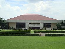 The Batasang Pambansa Complex is the seat of the House of Representatives. Batasan front qc.jpg