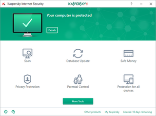 <span class="mw-page-title-main">Kaspersky Internet Security</span> Internet security suite developed by Kaspersky Lab