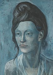Pablo Picasso, 1904, Woman with a Helmet of Hair, gouache on tan wood pulp board, 42.7 x 31.3 cm, Art Institute of Chicago Pablo Picasso, 1904, Woman with a Helmet of Hair, gouache on tan wood pulp board, 42.7 x 31.3 cm, Art Institute of Chicago.jpg