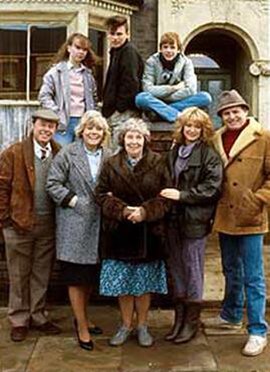 The original Beales and Fowlers as shown in 1985 (top) Michelle, Mark and Ian; (bottom) Arthur, Pauline, Lou, Kathy and Pete