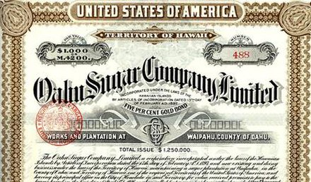 Oahu Sugar Company at Waipahu (Gold Bond Certificate)