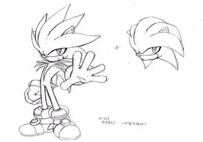 Early concept art of Silver the Hedgehog