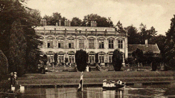 Circa 1900: A boating party on the "pond" created by Lady Georgiana Fane in the mid 19th century. Brymptonboat.gif