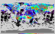 Example of Level 2 final product: 3-day average of the CO levels around the 15th of August 2010. The high values over Russia are due to wildfires. By contrast, the high values over China are main due to pollution and agricultural fires. Copyright 2014 EUMETSAT Carbon monoxide levels - IASI - 3 day average 15-08-2010.png