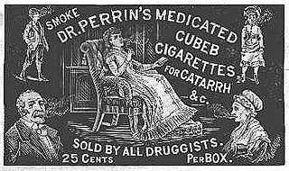 A Victorian advertisement for Dr. Perrin's Medicated Cubeb Cigarettes