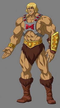 Rendering of He-Man as he appears in Masters of the Universe: Revelation (2021) He-Man Character Sheet - MotU Revelation.png