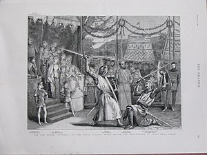 Illustration of scene from Ivanhoe in The Graphic, 1891 IvanhoeGraphic1.JPG