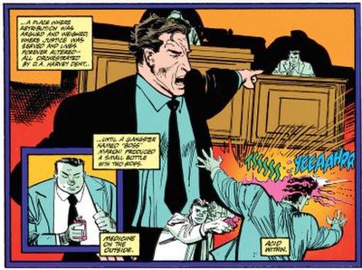 The retelling of Two-Face's origin in Showcase '93 #7 (June 1993). Art by Klaus Janson.