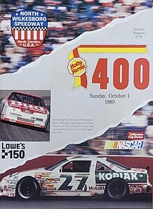 The 1989 Holly Farms 400 program cover, 