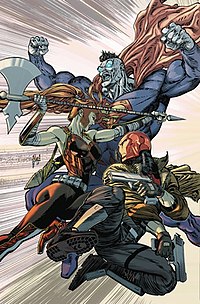 Jason Todd with Artemis and Bizarro on the variant cover of Red Hood and the Outlaws (vol. 2) #22 (July 2018). Art by Guillem March. Red Hood and the Outlaws Vol 2 22 Variant.jpg