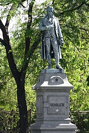 Friedrich Schiller statue in the Lincoln Park Conservatory formal garden