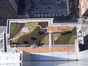 The 17th floor garden roof viewed from the 43rd floor roof.
