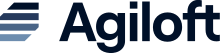 Agiloft in orange lettering surrounded by a blue outline.