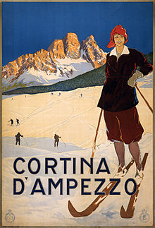 Some of the Dolomite Alps
with sportspeople, circa 1920s Cortina d'Ampezzo, travel poster for ENIT, ca. 1920.jpg