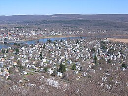 A view of Matamoras from the hills behind the town. Mid-Delaware Bridge connects it to Port Jervis, New York