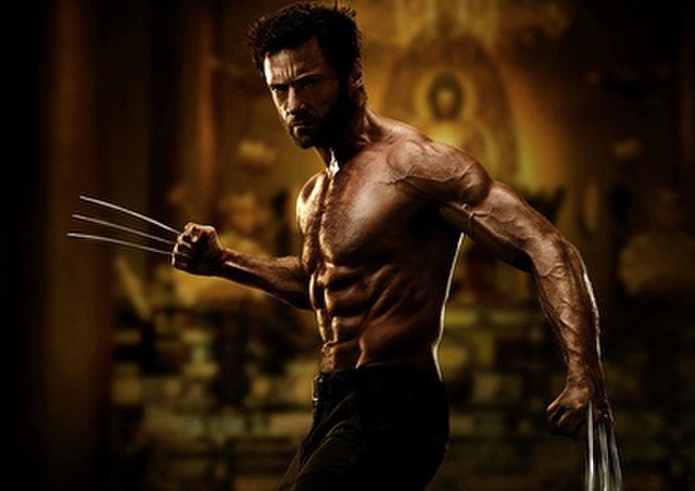 Jackman shirtless as Logan in The Wolverine (2013), commonly recognized as having established the character as a sex symbol.