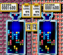 In-game screenshot, showing a multiplayer game of Dr. Mario Tetris & Dr. Mario screenshot.png