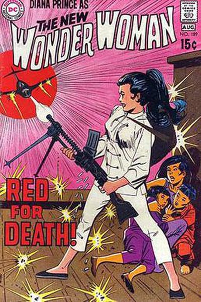 Wonder Woman without special powers fighting crime as Diana Prince. Cover of Wonder Woman #189 (July 1970). Mike Sekowsky