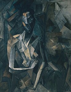 Cubism – Figure dans un Fauteuil (Seated Nude, Femme nue assise), by Pablo Picasso (1909–10), oil on canvas, Tate Modern, London