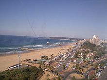 A view of the Golden Mile, from the Snake Park to Harbour Mouth, Durban, KwaZulu-Natal, South Africa GoldenMileDurbanduringJulyFest2004.jpg