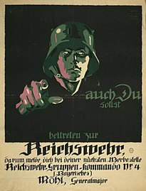 Reichswehr recruitment poster by Julius Ussy Engelhard, 1919. "You too should join the Reichswehr"