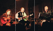 Klaatu performing live in 2005 (l-r John Woloschuk, Dee Long, Terry Draper)