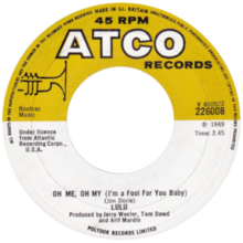 Oh Me Oh My (I'm a Fool for You Baby) od Lulu UK vinyl Side-A.png