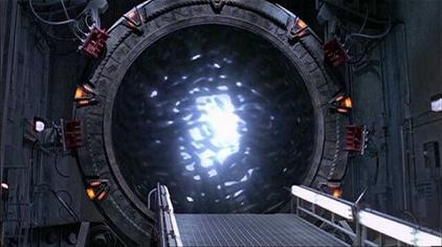 An activated Stargate, the central object of the Stargate universe, here depicted in the SG-1 television series.