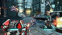 Players control heavily customized Transformers in Fall of Cybertron's competitive multiplayer modes. Transformers foc mp screenshot.jpg