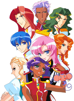 Une image collée de neuf figures d'anime anime