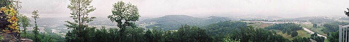 Panorama of view to the east taken from atop Dorsey's Knob. DorseyKnobEast.jpg