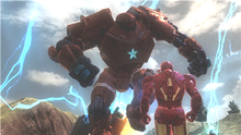 Iron Man battles General Shatalov inside the Crimson Dynamo armor.