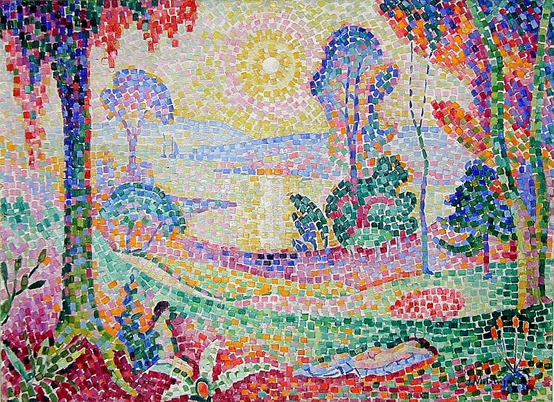 File:Jean Metzinger, 1906, Coucher de Soleil No. 1 (Landscape), oil on canvas, 72.5 x 100 cm, Rijksmuseum Kröller-Müller, Otterlo, Netherlands.jpg