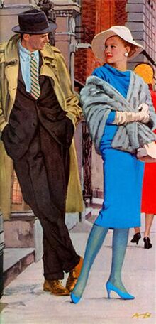 Archie Goodwin meets Flora Gallant in part one of Rex Stout's "Frame-Up for Murder" illustrated by Austin Briggs for The Saturday Evening Post (June 2