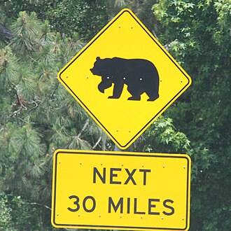 Highway sign warning drivers to watch for bears crossing Interstate 10 through the Osceola National Forest BearXingSignFL.jpg