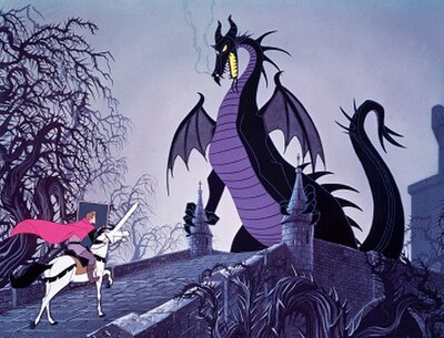 Maleficent transforms into a dragon at the film's climax.