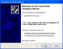 The "Found New Hardware Wizard" of Windows XP FoundNewHardwareWizard.png