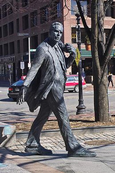 A statue outside Boston's Faneuil Hall honors four-term Boston mayor Kevin White.