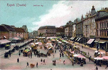 Ban Jelačić Square in Zagreb under the Hapsburgs, before the 1880 Zagreb earthquake