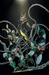 The Batman Who Laughs and his Robins as depicted in The Batman Who Laughs #1 (January 2018).