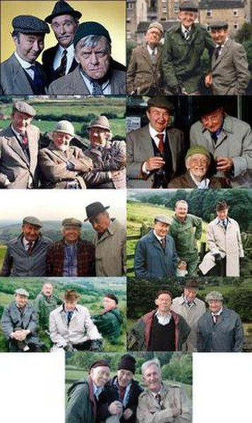 A collage illustrating the different compositions of the main characters during Last of the Summer Wine's 37 year run. From left to right: Series 1–2,