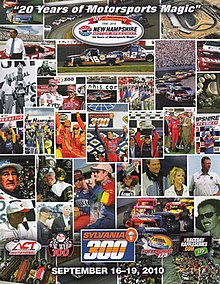 The 2010 Sylvania 300 program cover, celebrating New Hampshire Motor Speedway's 20th anniversary. "20 Years of Motorsports Magic"