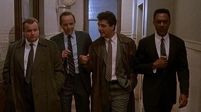 Season 1 (1990–91), from left: George Dzundza, Michael Moriarty, Chris Noth and Richard Brooks