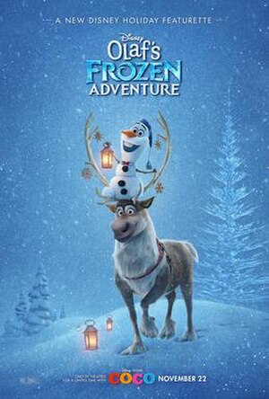 Olaf's Frozen Adventure theatrical release poster depicting Sven and Olaf