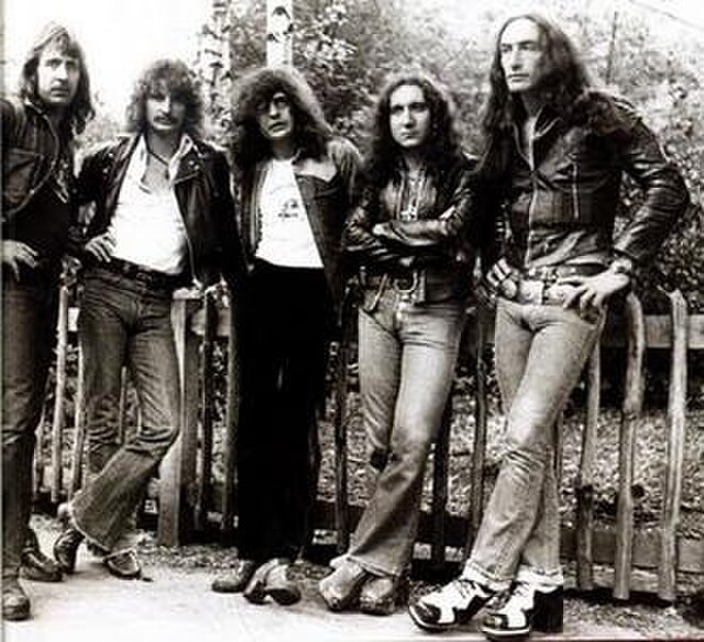 Lee Kerslake, David Byron, Gary Thain, Mick Box and Ken Hensley, 1973