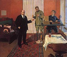 Lenin at the direct line, 1933.