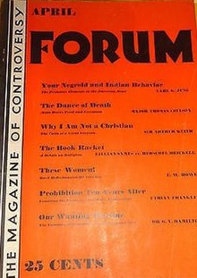 First appearance in The Forum, April, 1930. TheForumApril30.jpg