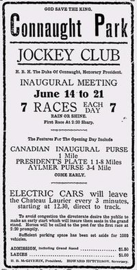 Opening day advertisement for Connaught