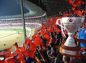 Fans of FC Goa on a matchday at the Fatorda stadium in Margao. Fans of FC Goa at Fatorda Stadium.jpg